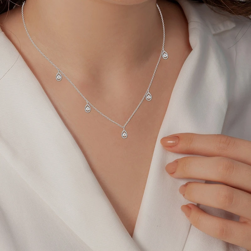 Yes, Please! (G / Si1-Si2) Womens 1/4 CT. T.W. Lab Grown White Diamond Sterling Silver 18 Inch Pendant Necklace