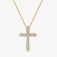 Yes, Please! (G/Si1-Si2) Womens 1/4 CT. T.W. Lab Grown White Diamond 14K Gold Over Silver Cross Pendant