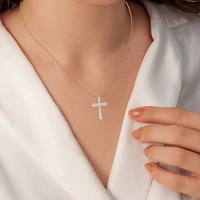 Yes, Please! (G/Si1-Si2) Womens 1/4 CT. T.W. Lab Grown White Diamond 14K Gold Over Silver Cross Pendant