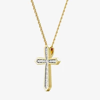 Yes, Please! (G/Si1-Si2) Womens 1/4 CT. T.W. Lab Grown White Diamond 14K Gold Over Silver Cross Pendant