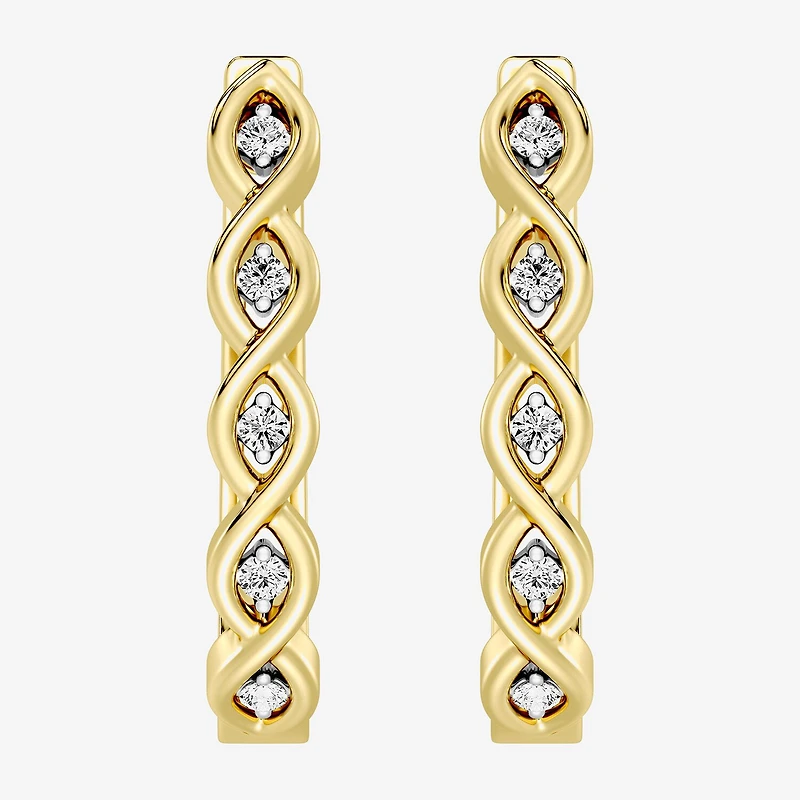 Yes, Please! (G, I2) Womens 1/10 CT. T.W. Lab Grown White Diamond 14K Gold Over Silver 21.4mm Hoop Earrings