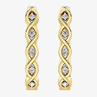 Yes, Please! (G, I2) Womens 1/10 CT. T.W. Lab Grown White Diamond 14K Gold Over Silver 21.4mm Hoop Earrings