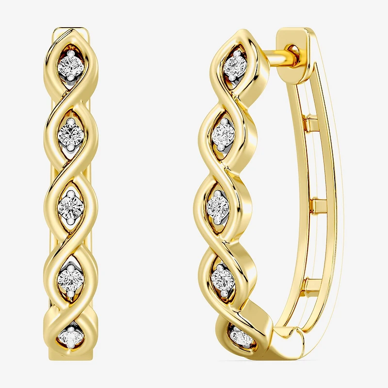 Yes, Please! (G, I2) Womens 1/10 CT. T.W. Lab Grown White Diamond 14K Gold Over Silver 21.4mm Hoop Earrings