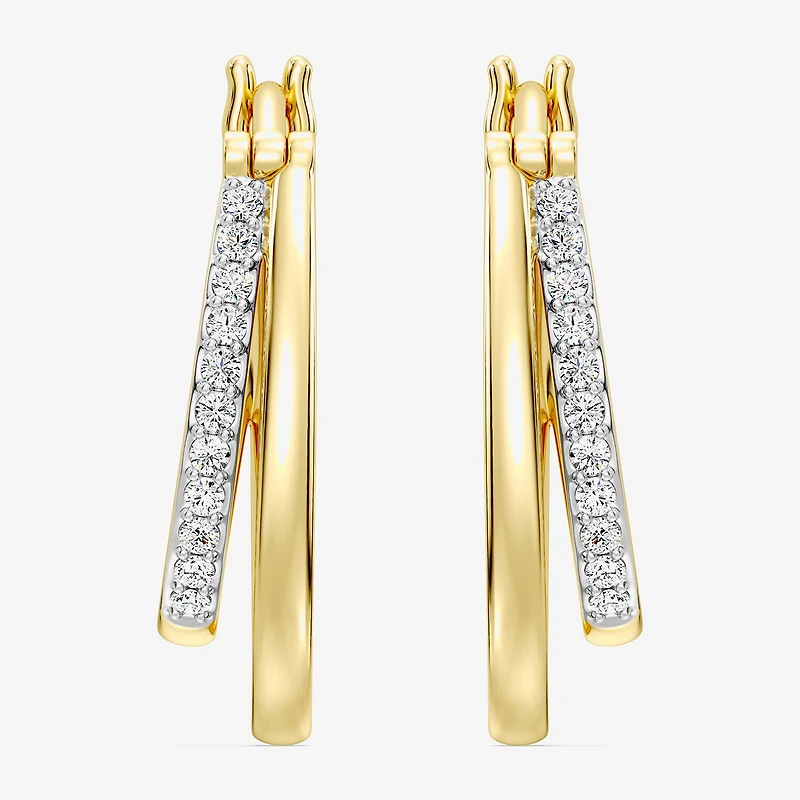Yes, Please! Womens 1/4 CT. T.W. Lab Grown White Diamond Sterling Silver 20.6mm Hoop Earrings