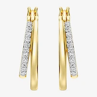 Yes, Please! Womens 1/4 CT. T.W. Lab Grown White Diamond Sterling Silver 20.6mm Hoop Earrings