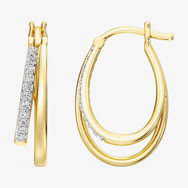 Yes, Please! Womens 1/4 CT. T.W. Lab Grown White Diamond Sterling Silver 20.6mm Hoop Earrings