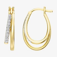 Yes, Please! Womens 1/4 CT. T.W. Lab Grown White Diamond Sterling Silver 20.6mm Hoop Earrings