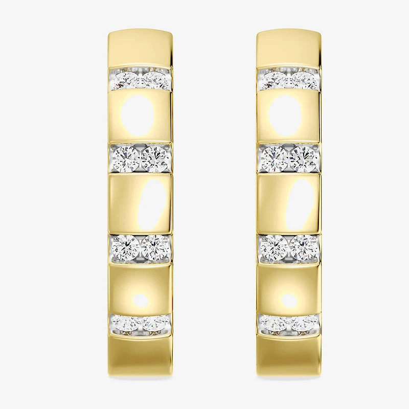 Yes Please! (Si1-Si2, G) Womens 1/4 CT. T.W. Lab Grown White Diamond 14K Gold Over Silver 20.2mm Hoop Earrings