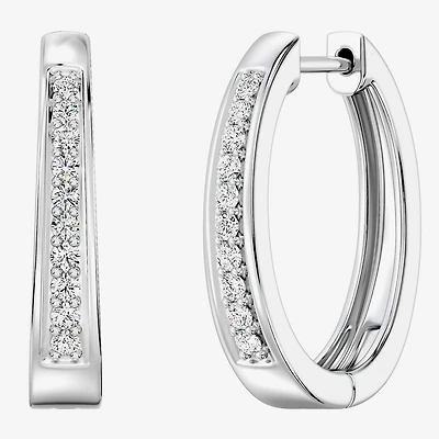 Yes, Please! (G, Si1-Si2) Womens 1/4 CT. T.W. Lab Grown White Diamond Sterling Silver 19.6mm Hoop Earrings