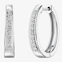 Yes, Please! (G, Si1-Si2) Womens 1/4 CT. T.W. Lab Grown White Diamond Sterling Silver 19.6mm Hoop Earrings