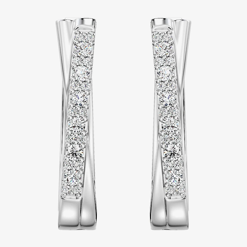 Yes, Please! (G, Si1-Si2) Womens 1/4 CT. T.W. Lab Grown White Diamond Sterling Silver 19.2mm Hoop Earrings