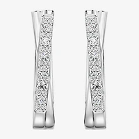 Yes, Please! (G, Si1-Si2) Womens 1/4 CT. T.W. Lab Grown White Diamond Sterling Silver 19.2mm Hoop Earrings