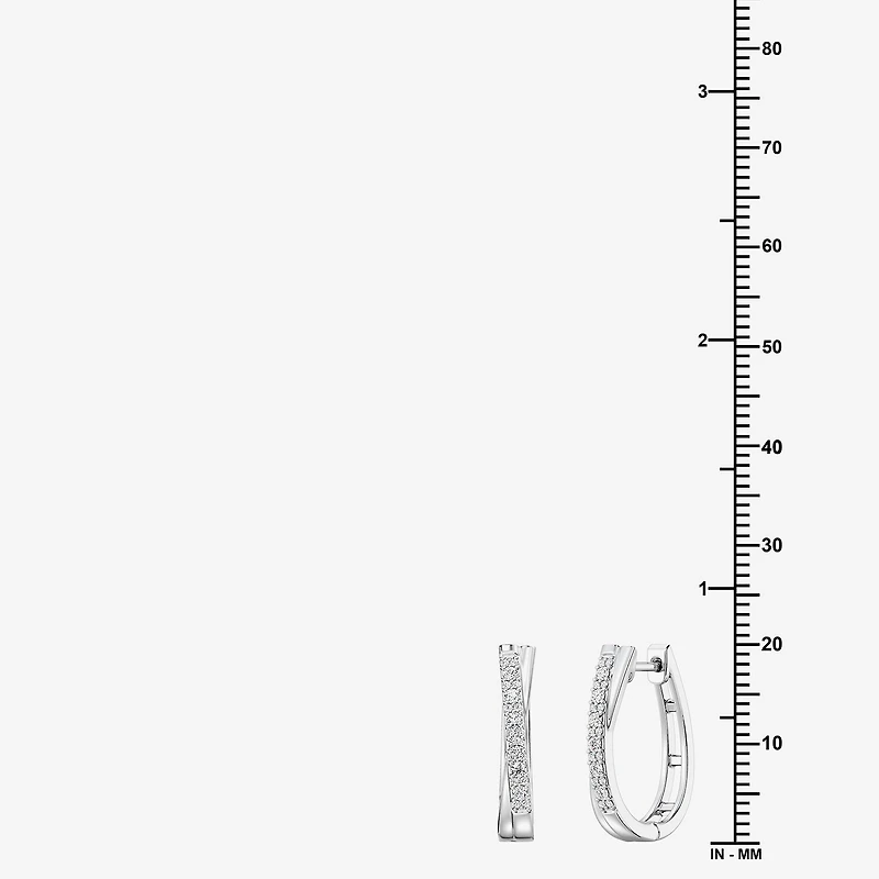 Yes, Please! (G, Si1-Si2) Womens 1/4 CT. T.W. Lab Grown White Diamond Sterling Silver 19.2mm Hoop Earrings