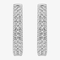F/ Si1-Si2 Womens 2 CT. T.W. Lab Grown White Diamond Sterling Silver 29.1mm Round Hoop Earrings