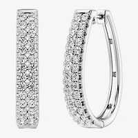 F/ Si1-Si2 Womens 2 CT. T.W. Lab Grown White Diamond Sterling Silver 29.1mm Round Hoop Earrings