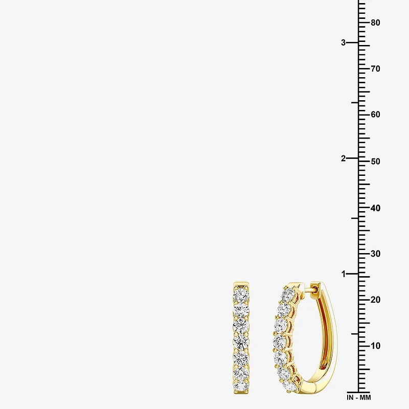 (F, Si1-Si2) Womens 2 CT. T.W. Lab Grown White Diamond 14K Gold Over Silver 23.4mm Hoop Earrings