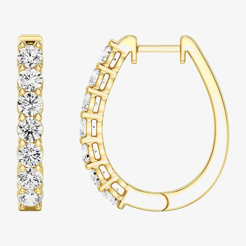 (F, Si1-Si2) Womens 2 CT. T.W. Lab Grown White Diamond 14K Gold Over Silver 23.4mm Hoop Earrings