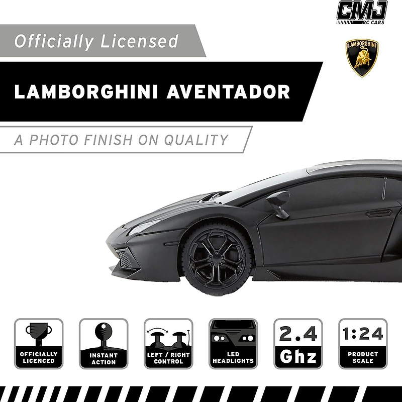 CMJ RC CARS Lamborghini Lp700-4 Black Licensed 1:24 Scale 2-pc. Car