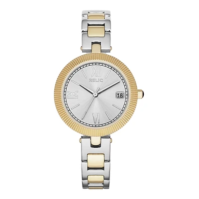 Relic® Womens Two-Tone Skinny Champagne Dial Watch ZR34240