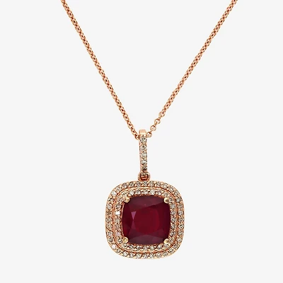 LIMITED QUANTITIES! Effy Final Call Womens Lead Glass-Filled Red Ruby 14K Gold Pendant Necklace