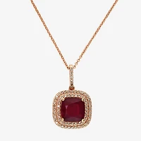 LIMITED QUANTITIES! Effy Final Call Womens Lead Glass-Filled Red Ruby 14K Gold Pendant Necklace