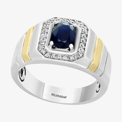 LIMITED QUANTITIES! Effy Final Call Mens Genuine Blue Sapphire & 1/5 CT. T.W.  Genuine Diamond Sterling Silver Cocktail Ring