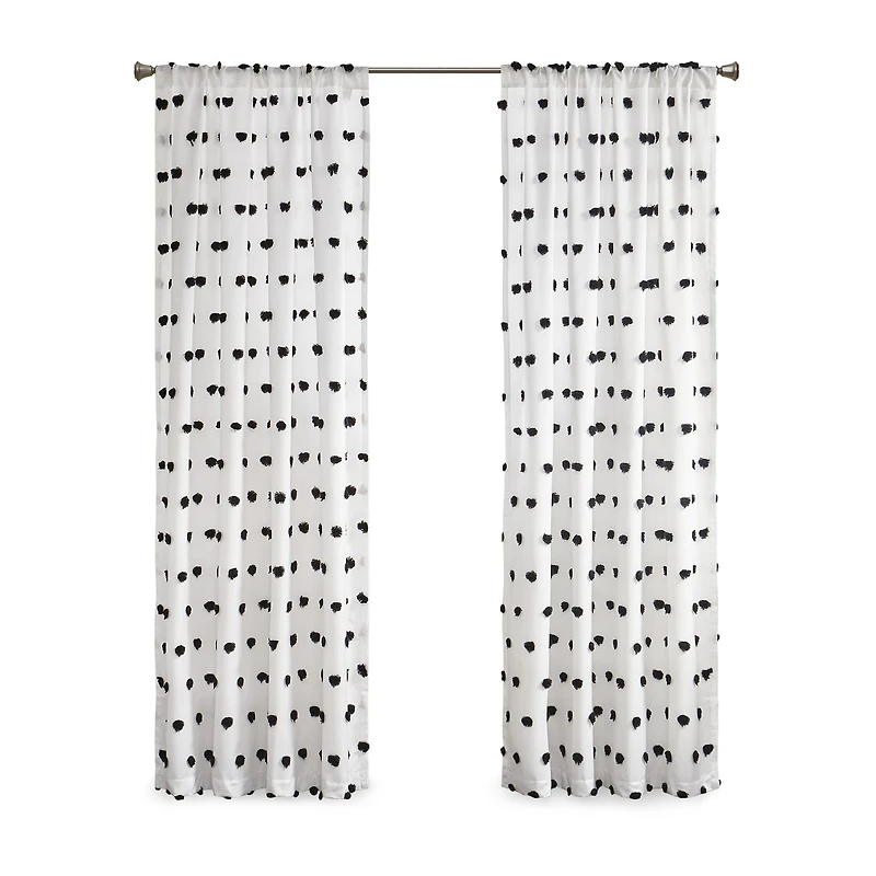 Intelligent Design Lauren Rod Pocket Embellished Sheer Single Curtain Panel