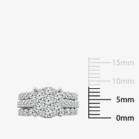 Round 4 CT.T.W. Natural Diamond Side Stone Bridal Set in 10K or 14K White Gold