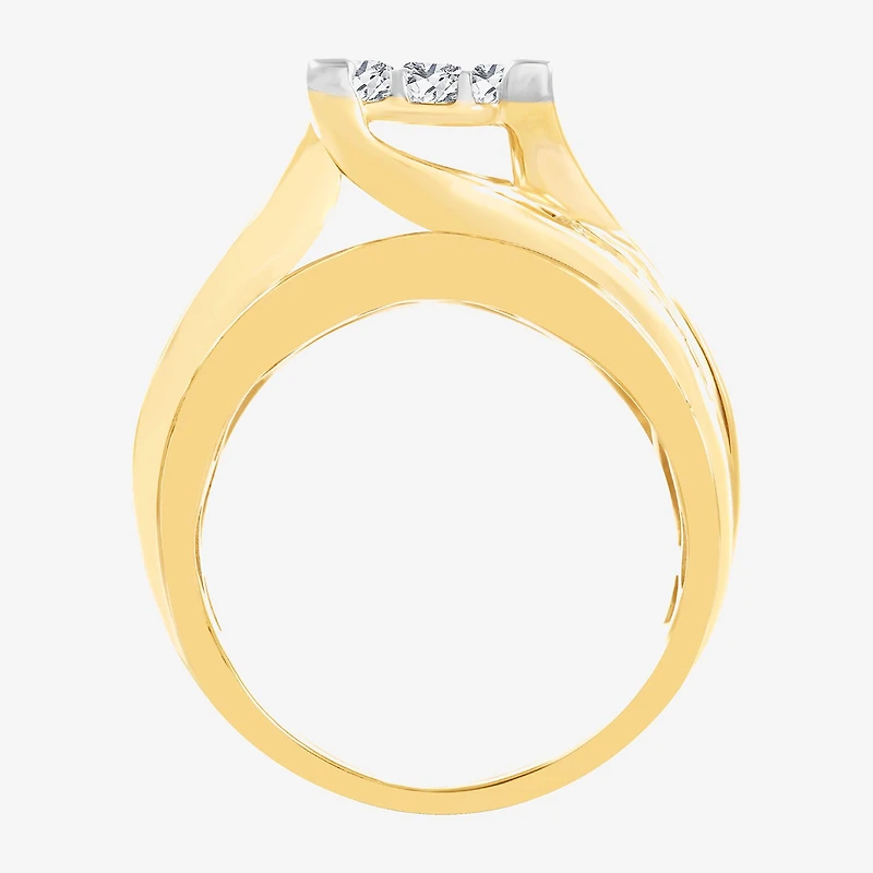 3 CT.T.W. Natural Diamond Side Stone Engagement Ring 10K or 14K Gold