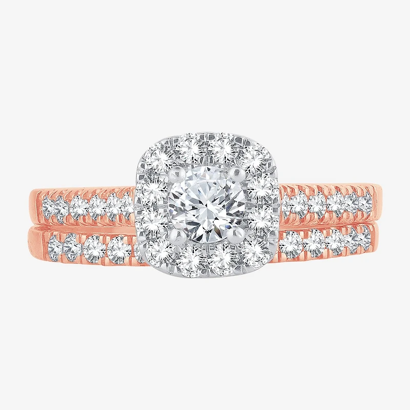 CT.T.W. Natural Diamond Cushion Halo Bridal Set 10K or 14K Gold
