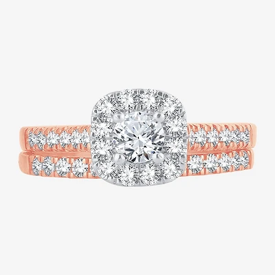 CT.T.W. Natural Diamond Cushion Halo Bridal Set 10K or 14K Gold