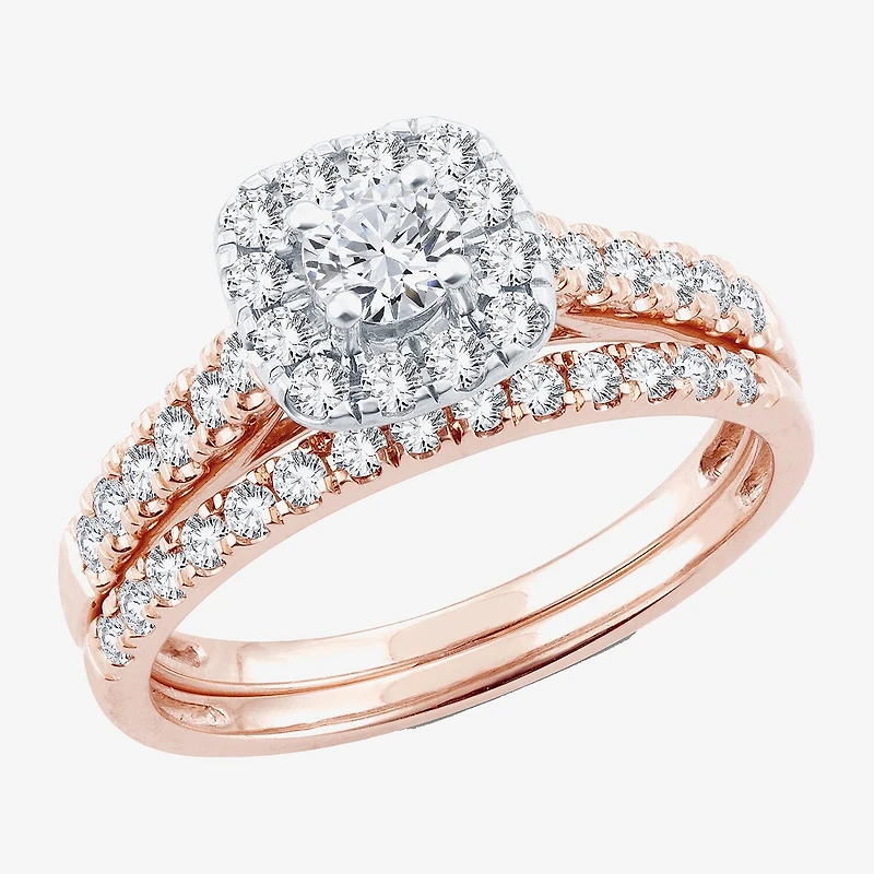 CT.T.W. Natural Diamond Cushion Halo Bridal Set 10K or 14K Gold