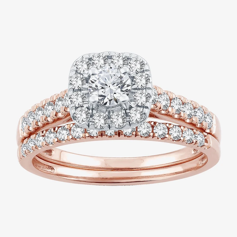 CT.T.W. Natural Diamond Cushion Halo Bridal Set 10K or 14K Gold