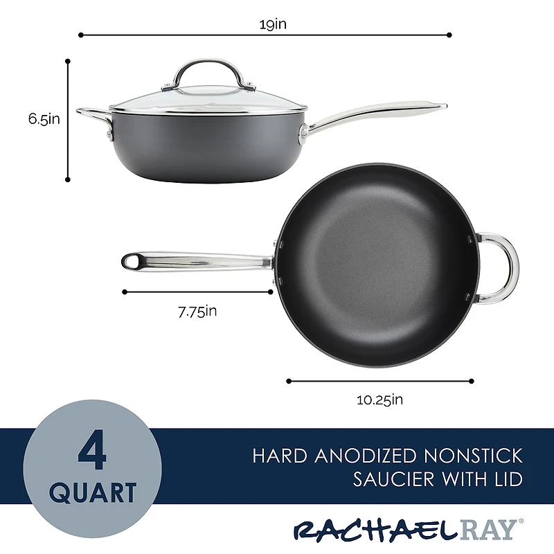 Rachael Ray Professional 3 Qt Non-Stick Hard Anodized 2-pc. Sauce Pan