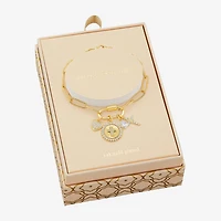 Sparkle Allure Carabiner Womens White Cubic Zirconia 14K Gold Over Brass Cross Heart Charm Bracelet