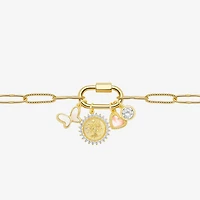 Sparkle Allure Family Carabiner Womens White Cubic Zirconia 14K Gold Over Brass Butterfly Charm Bracelet