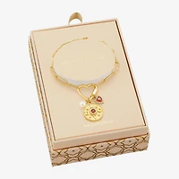Sparkle Allure Love Carabiner Womens Red Cubic Zirconia 14K Gold Over Brass Heart Charm Bracelet