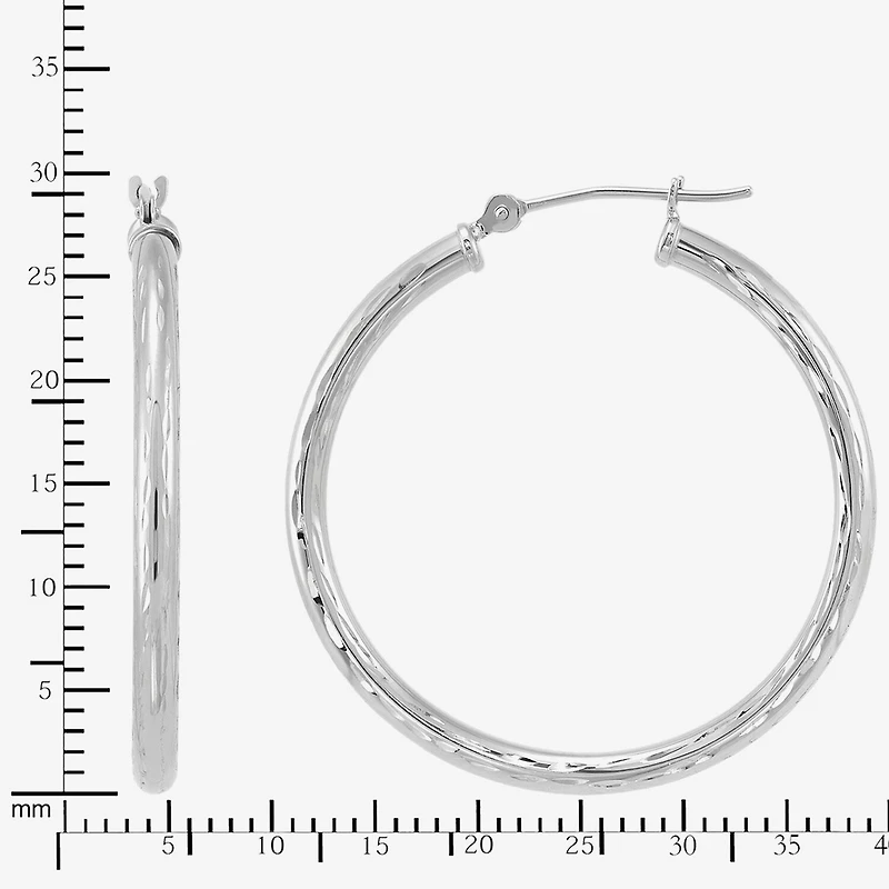 Womens 10K Gold 30mm Round Hoop Earrings