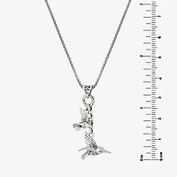 Bali Inspired Womens Sterling Silver Hummingbird Pendant Necklace
