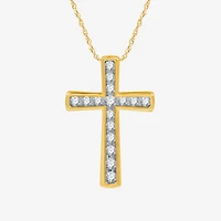 Womens 1/2 CT. T.W. Lab Grown White Diamond 14K Gold Over Silver Sterling Silver Cross 18 Inch Pendant Necklace