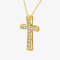 Womens 1/2 CT. T.W. Lab Grown White Diamond 14K Gold Over Silver Sterling Silver Cross 18 Inch Pendant Necklace