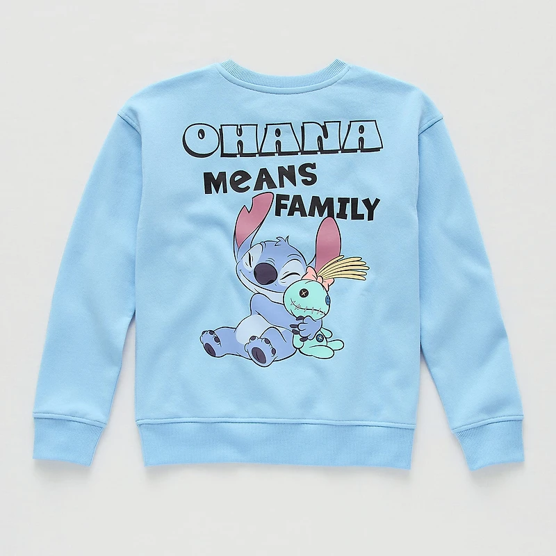 Disney Collection Little & Big Kid Boys Crew Neck Long Sleeve Lilo & Stitch Sweatshirt