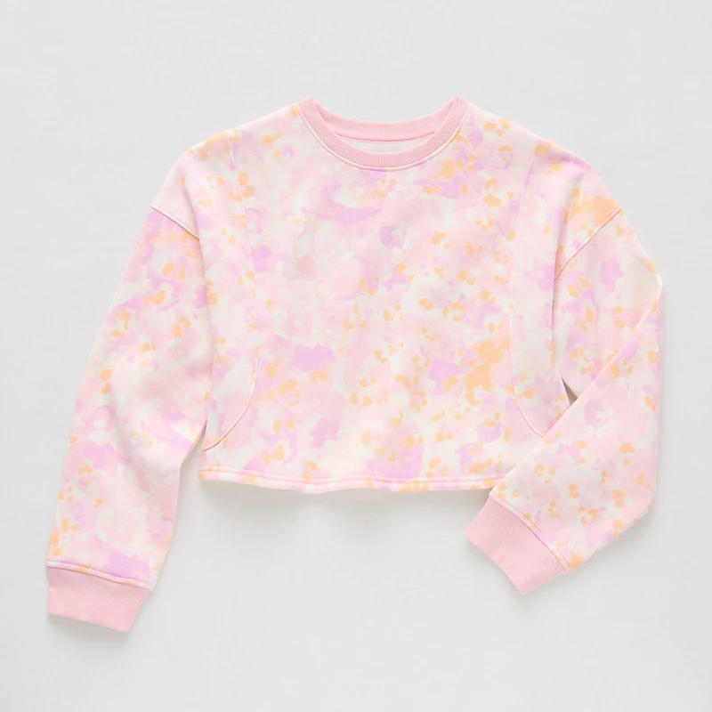 Xersion Little & Big Kid Girls Crew Neck Fleece Long Sleeve Sweatshirt