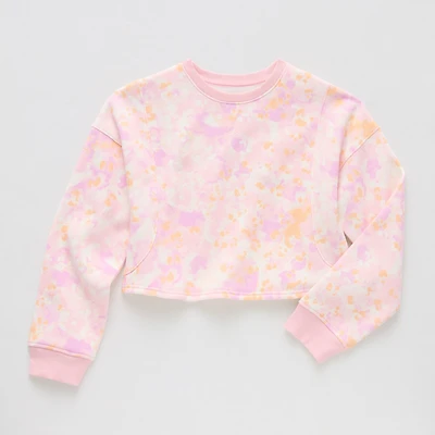 Xersion Little & Big Kid Girls Crew Neck Fleece Long Sleeve Sweatshirt