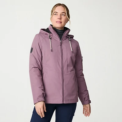 Free Country Womens Hooded Water Resistant Wind Resistant Heavyweight System Jacket