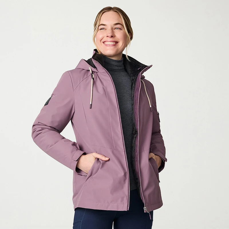 Free Country Womens Hooded Water Resistant Wind Resistant Heavyweight System Jacket