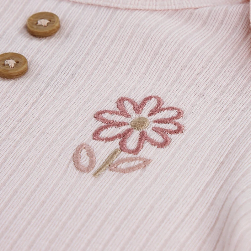 Huggies Baby Girls Rib Crew Neck Long Sleeve 2-pc. Nightgown