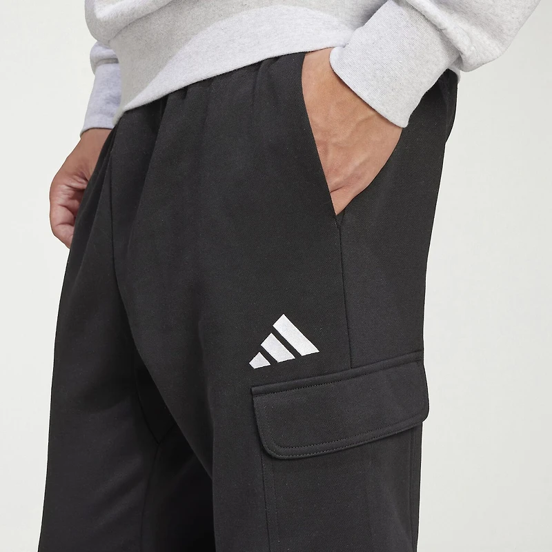 adidas Feel Cozy Fleece Mens Cuffed Mid Rise Regular Fit Active Cargo Pant