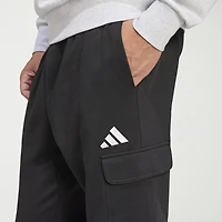 adidas Feel Cozy Fleece Mens Cuffed Mid Rise Regular Fit Active Cargo Pant