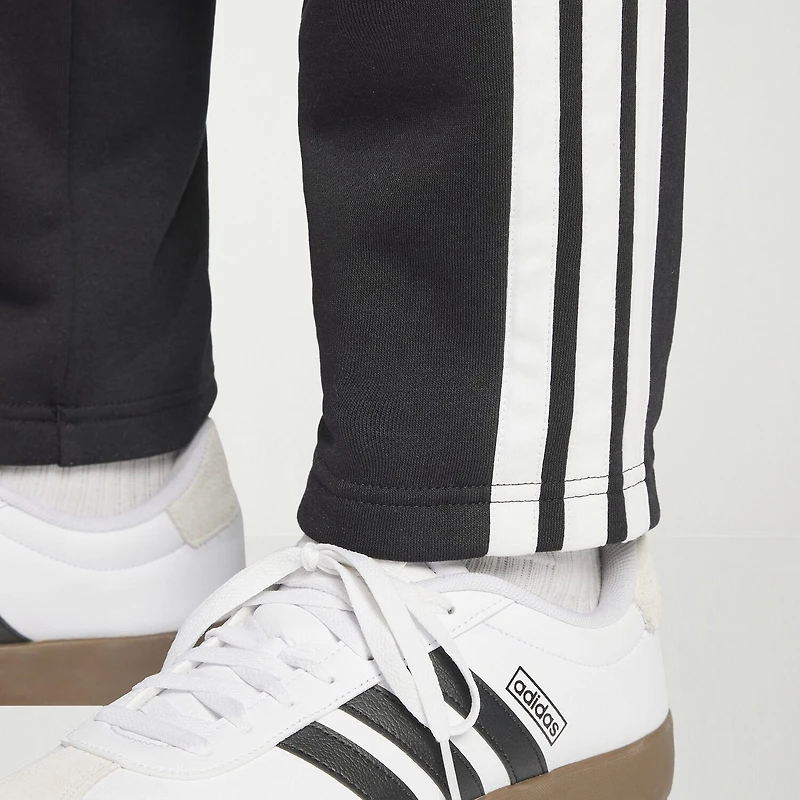 adidas 3 Stripe Mens Straight Mid Rise Regular Fit Big and Tall Fleece Sweatpant